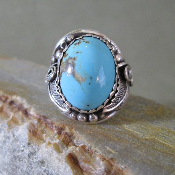 Navajo Turquoise Ring Sterling Silver  Mens Sz 13 - Picture 6 of 8